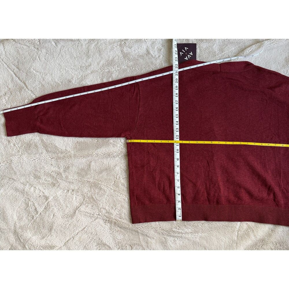 NWT AVA & VIV Maroon Cotton Blend Button‑Front Cardigan Size 1X Plus Cozy Layer - Picture 6 of 6